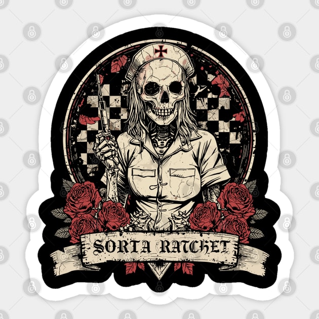 Ratchet Sorta Nightingale Skeleton Nurse Halloween Sticker by JessArty